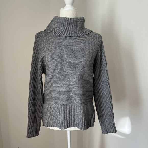 Anthropologie Moth Grey Ribbed Turtleneck Sweater XS - Picture 1 of 6